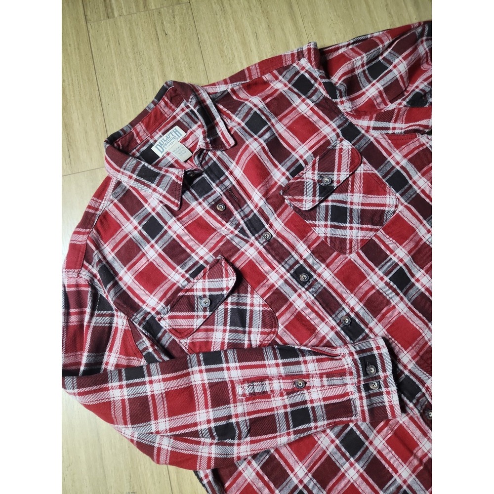 Duluth Trading Mens XLT Red Plaid Shirt Dbl Flap Pocket Rugged Wear Lumberjack